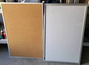 lot 177 image: LOT OF 2 BULLETIN BOARDS AS SHOWN. ONE IS WHITE BOARDBULLETIN BOARD.
