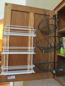 lot 44 image: CABINET SPICE RACK &amp HANGING KITCHEN BASKET TRIO
