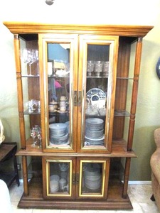 lot 101 image: VINTAGE LIGHTED HUTCH, CONTENTS NOT INCLUDED
