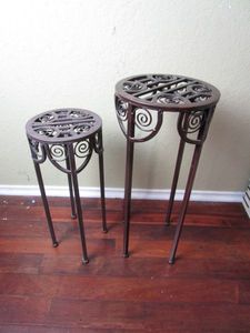 lot 103 image: 2 PC. SMALL SIDE TABLES, STACKABLE