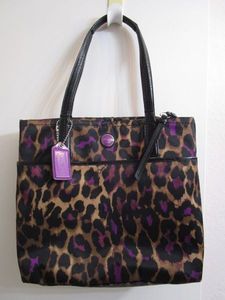 lot 106 image: LIKE NEW COACH PURSE, VIOLET OCELOT PRINT, NO. H1394-F25282