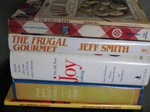 lot 228 image: JULIA CHILDS COOKBOOK, BETTER HOMES COOKBOOK, THE FRUGAL GOURMET, JOY OF COOKING, GARLIC COOKBOOK