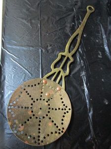 lot 303 image: VINTAGE BRASS FIREPLACE TOOL, 22-14 LONG