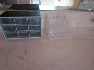 lot 236 image: STORAGE UNIT WDRAWERS &amp ACRYLIC MAKEUP ORGANIZER FOR COUNTERTOP