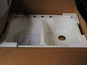 lot 340 image: CAST IRON KOHLER KITCHEN SINK