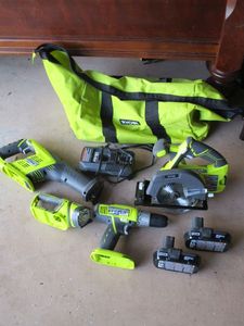 lot 392 image: RYOBI ONE SUPER COMBO KIT WITH TOOL BAG