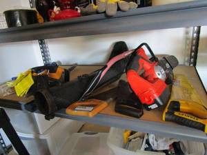 lot 419 image: STANLEY SAW WBLADE COVER, BLACK &amp DECKER CHAINSAW W.COVER, SAWS, LEVEL, ENERGIZER HARD CSAE LANTERN, &amp MORE