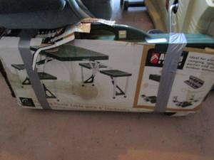 lot 420 image: PORTABLE FOLDING PICNIC TABLE WSEATS IN BOX