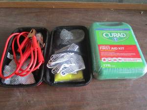 lot 397 image: EMERGENCY CAR KIT INCLUDING JUMPER CABLES &amp FIRST AID KIT NEW.