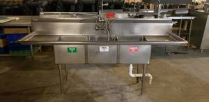 lot 13 image: Atlanta Culinary Stainless Steel 3-Sink Dishwashing Station
