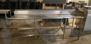 lot 18 image: Long Stainless Steel Prep Station w Shelf