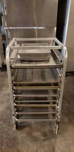 lot 54 image: Rolling Tray Rack w Trays
