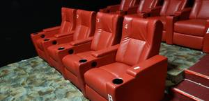 lot 280 image: Lot of 4 Electric Power Reclining w Power Footrest Media Lounge Chairs