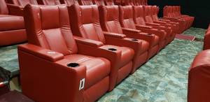 lot 300 image: Lot of 7 Electric Power Reclining w Power Footrest Media Lounge Chairs