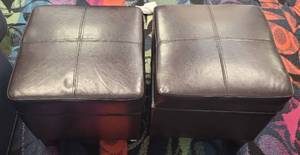 lot 11 image: LOT OF 2- HINGED TOP CUBE STORAGE OTTOMAN AS SHOWN. APPROX. 17 X 17 X 17. (SOLD 2 X THE MONEY)