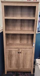 lot 26 image: 5 SHELF BOOKCASE WITH DOORS. APPROX. 30.5 W x 12.25 D x 72 H.