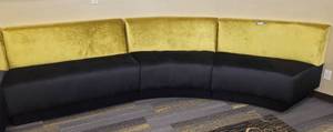 lot 58 image: LOT OF 3 VELVET CUSHIONED SOFA-STYLE SEATING SECTIONS IN DESIGN AND COLOR AS SHOWN. (SOLD 3 X THE MONEY)
