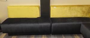 lot 59 image: LOT OF 2 VELVET CUSHIONED SOFA-STYLE SEATING SECTIONS IN DESIGN AND COLOR AS SHOWN. (SOLD 2 X THE MONEY)