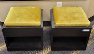 lot 62 image: LOT OF 2- CUBE STORAGE OTTOMAN WITH REVERSIBLE TRAY TOP AS SHOWN. (SOLD 2 X THE MONEY)