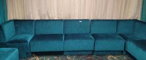 lot 97 image: LOT OF 5 VELVET CUSHIONED SOFA-STYLE SEATING SECTIONS IN DESIGN AND COLOR AS SHOWN. (SOLD 5 X THE MONEY)