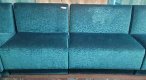lot 98 image: LOT OF 2 VELVET CUSHIONED SOFA-STYLE SEATING SECTIONS IN DESIGN AND COLOR AS SHOWN. (SOLD 2 X THE MONEY)