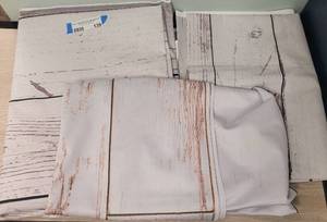 lot 139 image: LOT OF 3 WHITE WOOD PHOTOGRAPHY BACKDROPS. (SOLD 3 X THE MONEY)