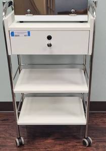 lot 161 image: SALON STYLE PERSONAL UTILITY STATION  CART ON WHEELS AS SHOWN.