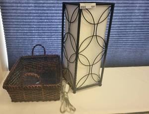 lot 191 image: ACCENT LAMP AND BASKET IN STYLES SHOWN.