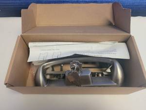 lot 221 image: HARDWARE FOR SLIDING GLASS DOOR WITH LOCK AND KEY AS SHOWN.