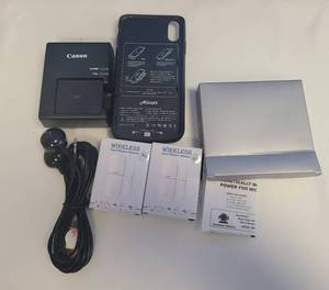 lot 222 image: WIRELESS DOOR  WINDOW DETECTORS, CANON CHARGER, AND MORE AS SHOWN.