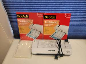 lot 246 image: BLUSMART LAMINATOR AND SCOTCH THERMAL LAMINATING POUCHES.