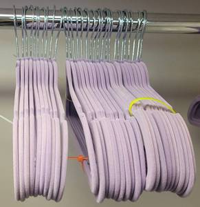 lot 290 image: LOT OF VELVET HANGERS IN COLOR AS SHOWN.