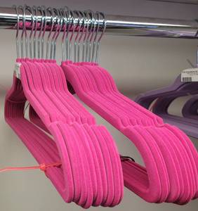 lot 292 image: LOT OF VELVET HANGERS IN COLOR AS SHOWN.