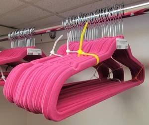 lot 293 image: LOT OF VELVET HANGERS IN COLOR AS SHOWN.