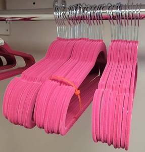 lot 294 image: LOT OF VELVET HANGERS IN COLOR AS SHOWN.