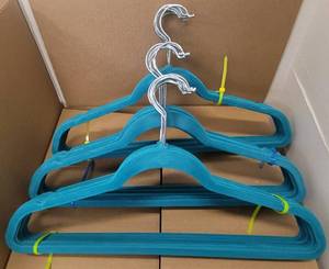 lot 314 image: LOT OF VELVET HANGERS IN COLOR AS SHOWN.