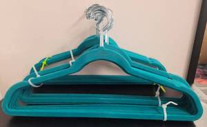 lot 399 image: LOT OF VELVET HANGERS IN COLOR AS SHOWN.