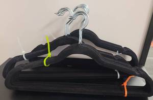 lot 431 image: LOT OF VELVET HANGERS IN COLOR AS SHOWN.