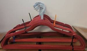 lot 462 image: LOT OF VELVET HANGERS IN COLOR AS SHOWN.