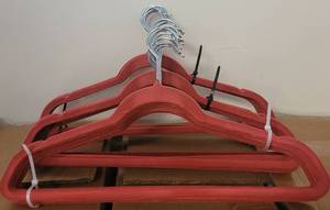 lot 463 image: LOT OF VELVET HANGERS IN COLOR AS SHOWN.