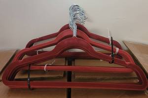 lot 465 image: LOT OF VELVET HANGERS IN COLOR AS SHOWN.