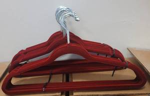 lot 487 image: LOT OF VELVET HANGERS IN COLOR AS SHOWN.