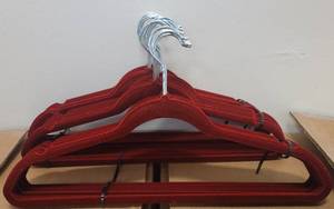 lot 488 image: LOT OF VELVET HANGERS IN COLOR AS SHOWN.