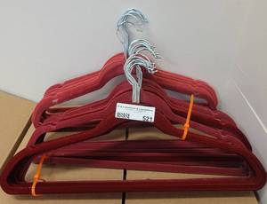 lot 521 image: LOT OF VELVET HANGERS IN COLORS AS SHOWN.