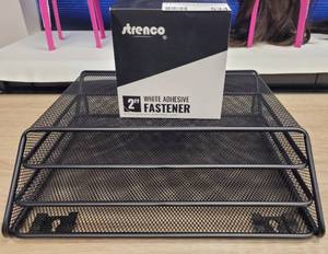 lot 534 image: STENCO 2 SELF ADHESIVE AND MESH 3 TIER DESK ORGANIZER.