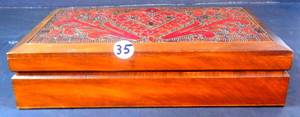 lot 35 image: Gorgeous Vintage Hand Carver and Painted Jewelry  Nick Nack Box