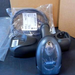 lot 40 image: NEW Symbol LS4278-SR20007ZZWR WIRELESS INFARED Laser Barcode Scanner With Cradle And USB Cord $$$