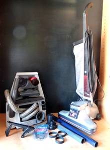 lot 48 image: MUST SEE VINTAGE KIRBY VACUUM CLEANER WITH MASSIVE AMOUNT OF ATTACHMENTS AND CASE 