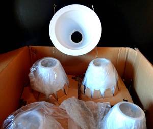 lot 124 image: FULL BOX (24) SAVELIGHT 6 CONE WHITE BAFFLE TRIM HOUSINGS - FV628W