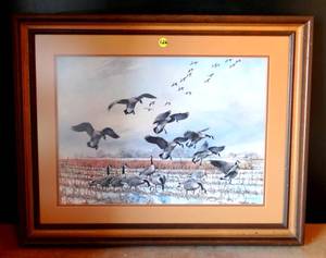 lot 126 image: $$ M WAYNE WILLIS (FAMED WILDLIFE ARTIST) ART PRINT FRAMED AND MATTED UNDER GLASS